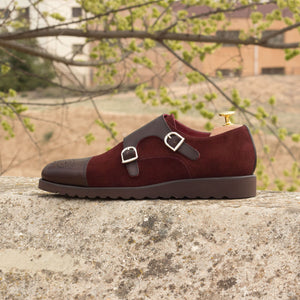 Burgundy Lux Suede Double Monk