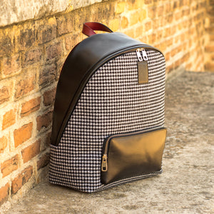 Houndstooth & Black Painted Calf Backpack