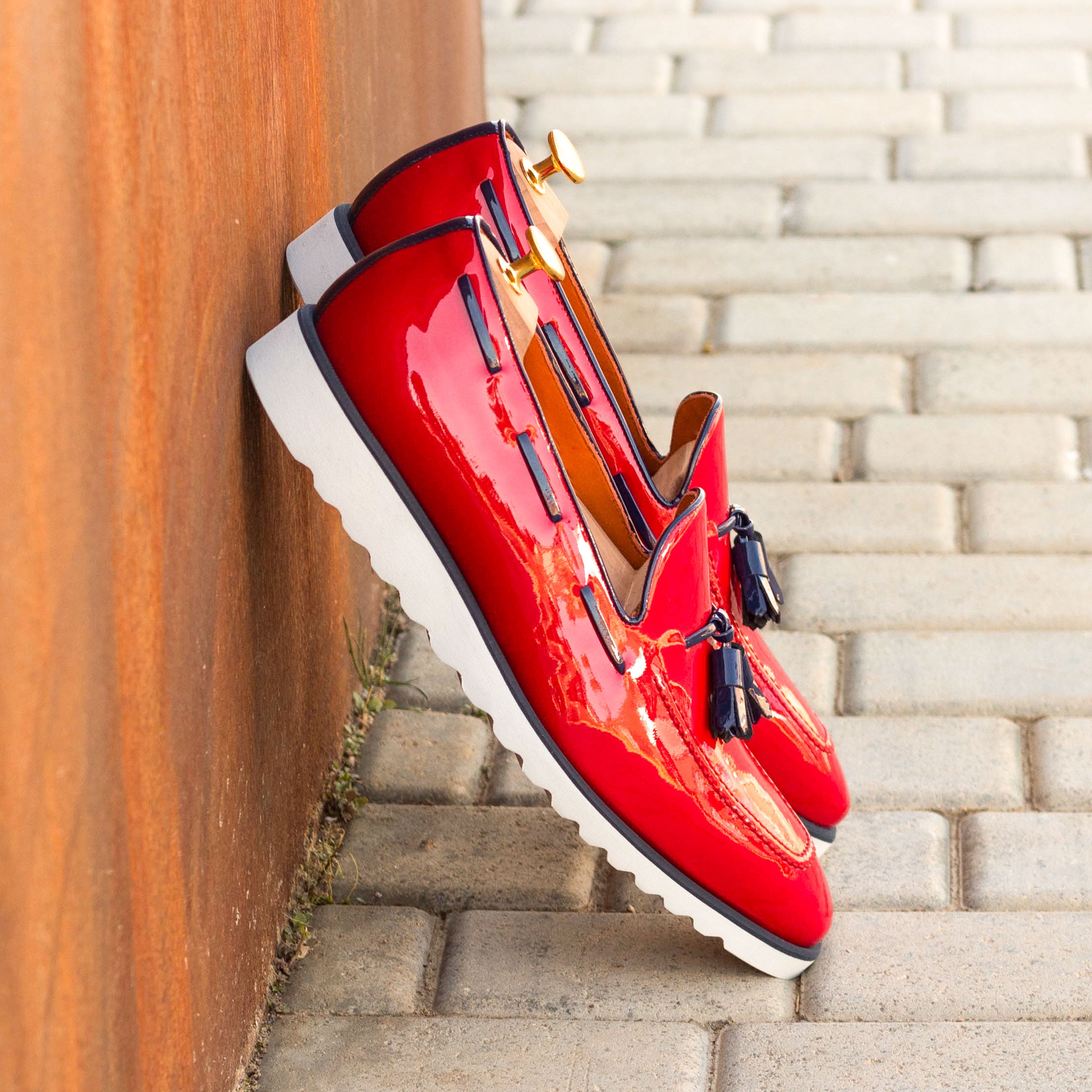 Red Patent Loafer with Sport Wedge Sole