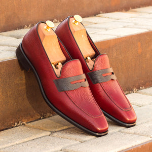 Red Pebble Grain Leather Loafer
