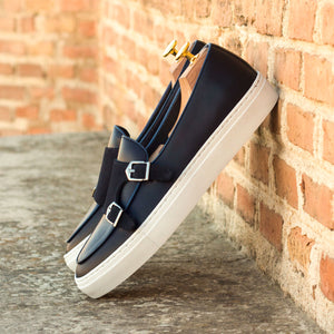 Navy Calf & Suede Monk Sneaker