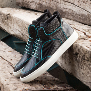 Black Exotic Python with Turquoise Calf High Top
