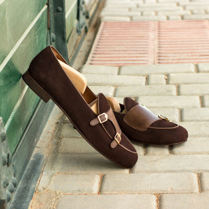 Brown Suede & Brown Leather Monk Slipper