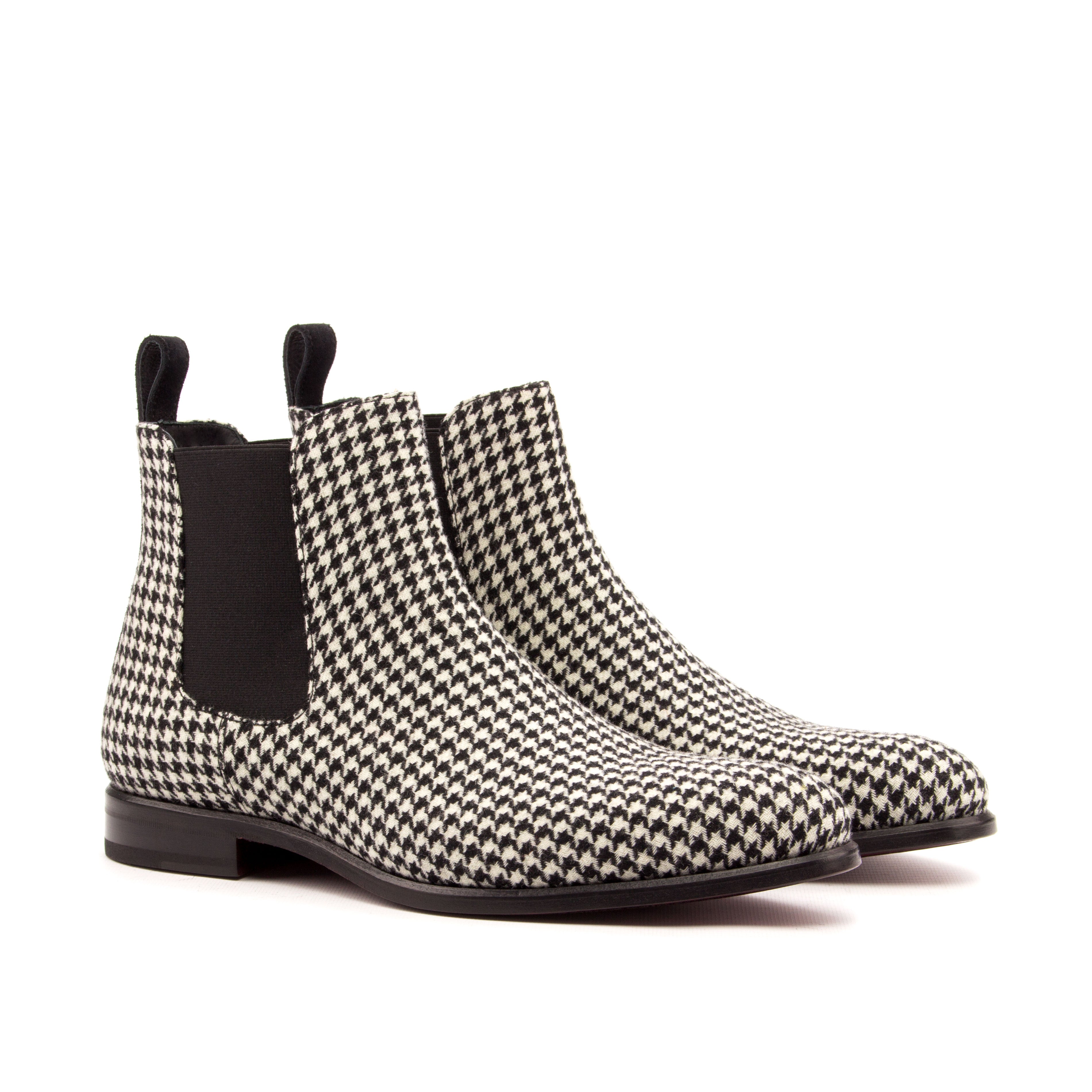 Black Suede & Houndstooth Chelsea Boot