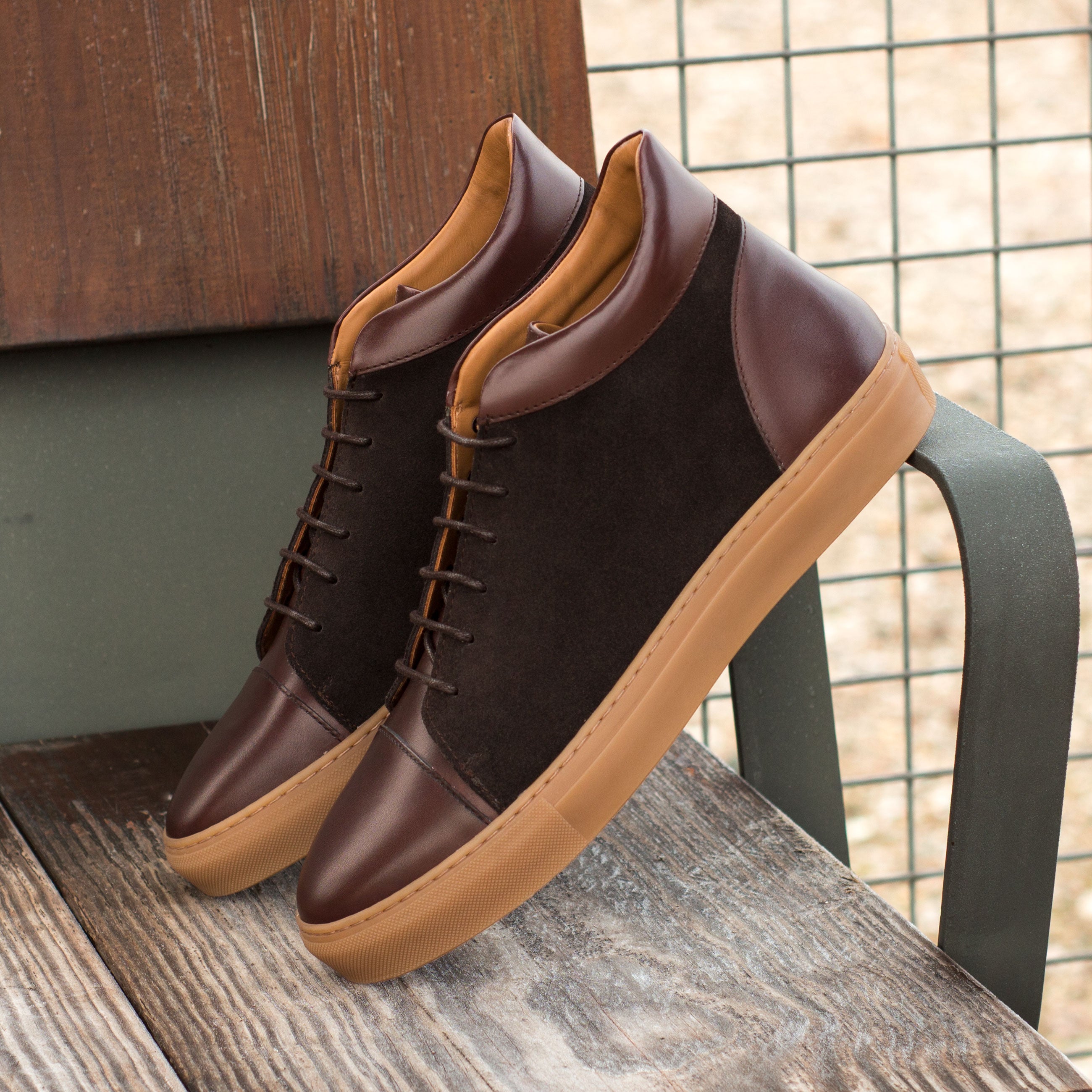 Dark Brown Suede and Box Calf High Top