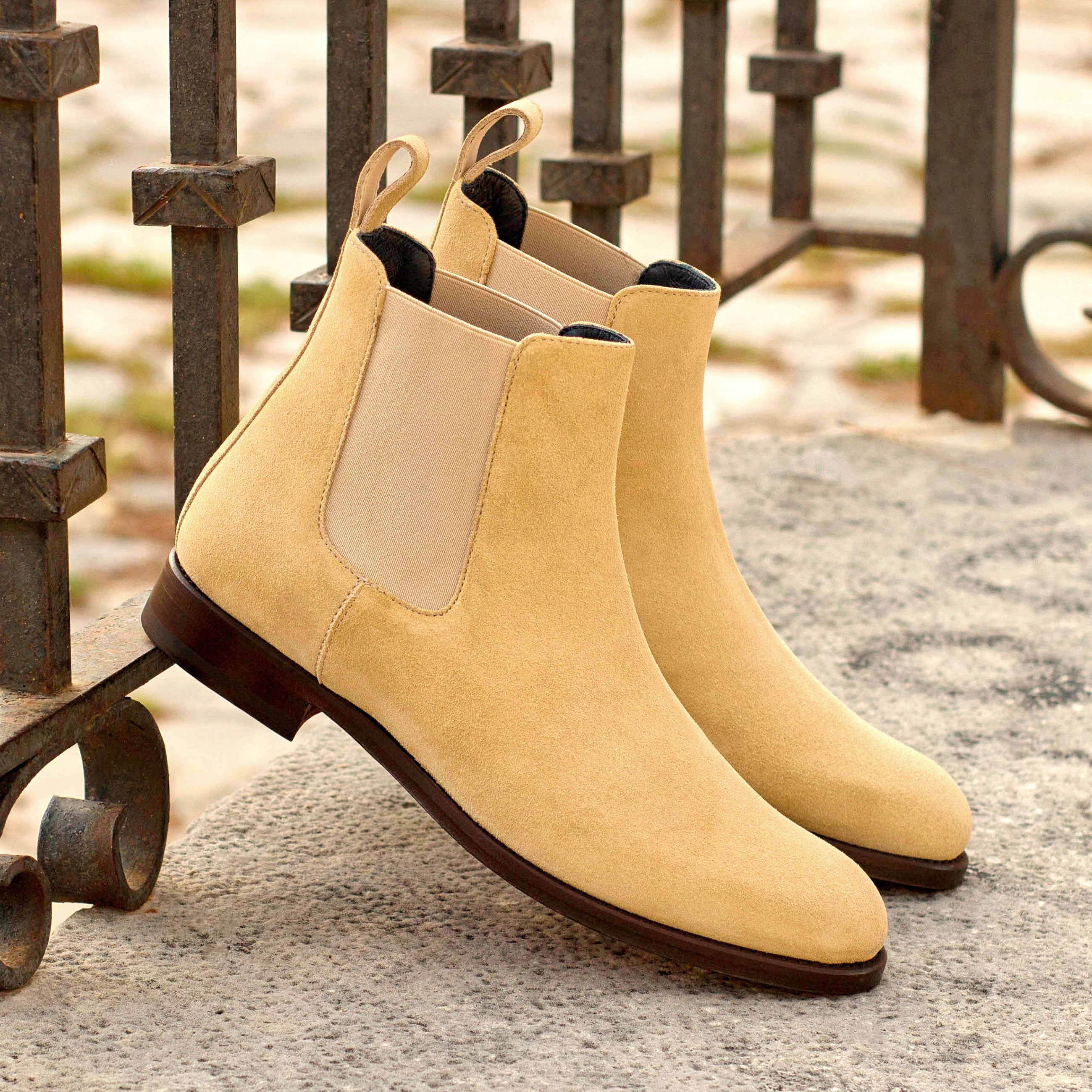 Sand Lux Suede Chelsea Boot Pin Stripe