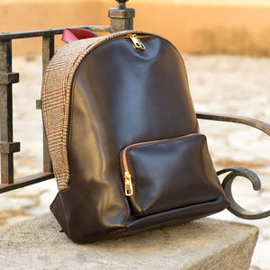 Tweed & Dark Brown Painted Calf Backpack