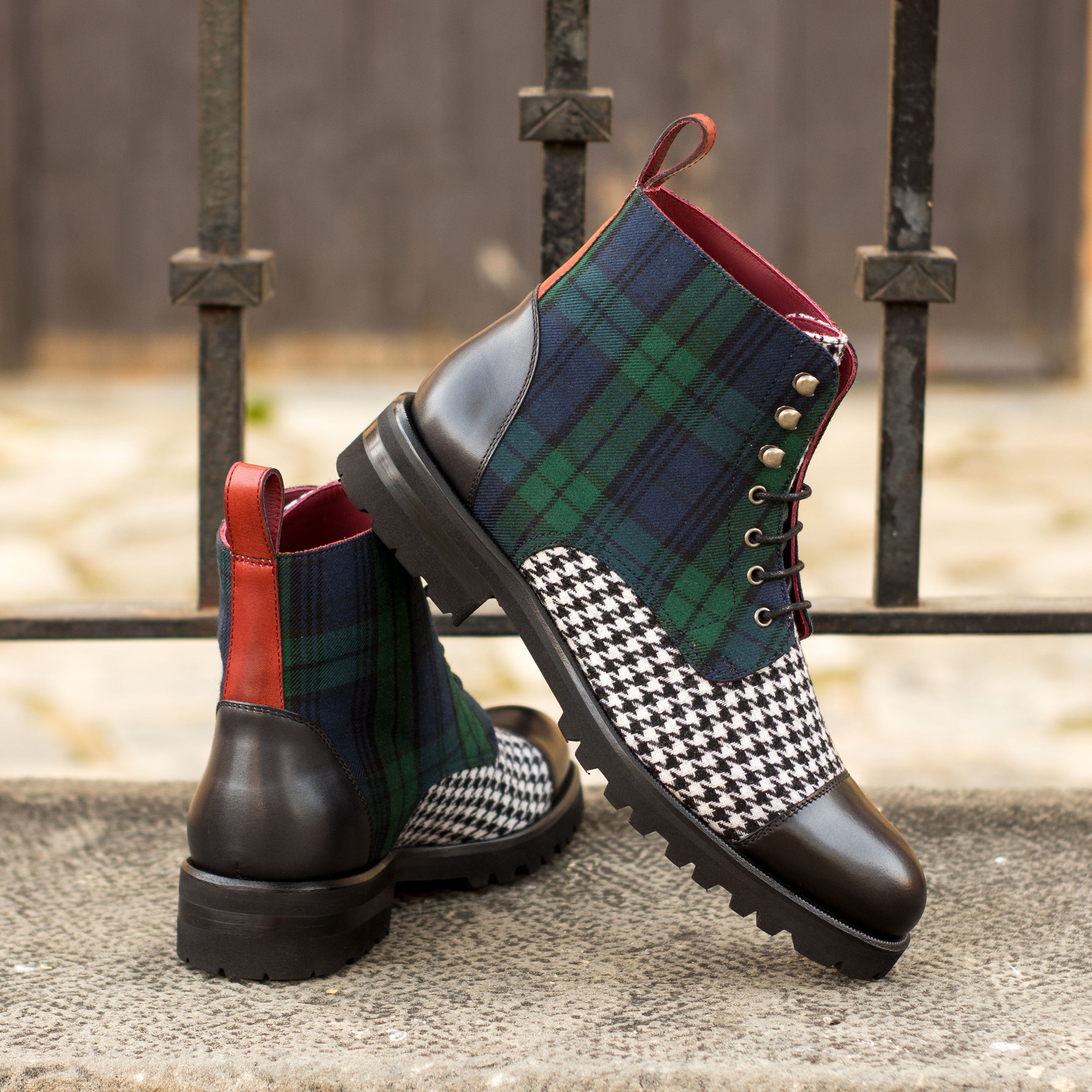 Blackwatch & Houndstooth Lace Up Boot