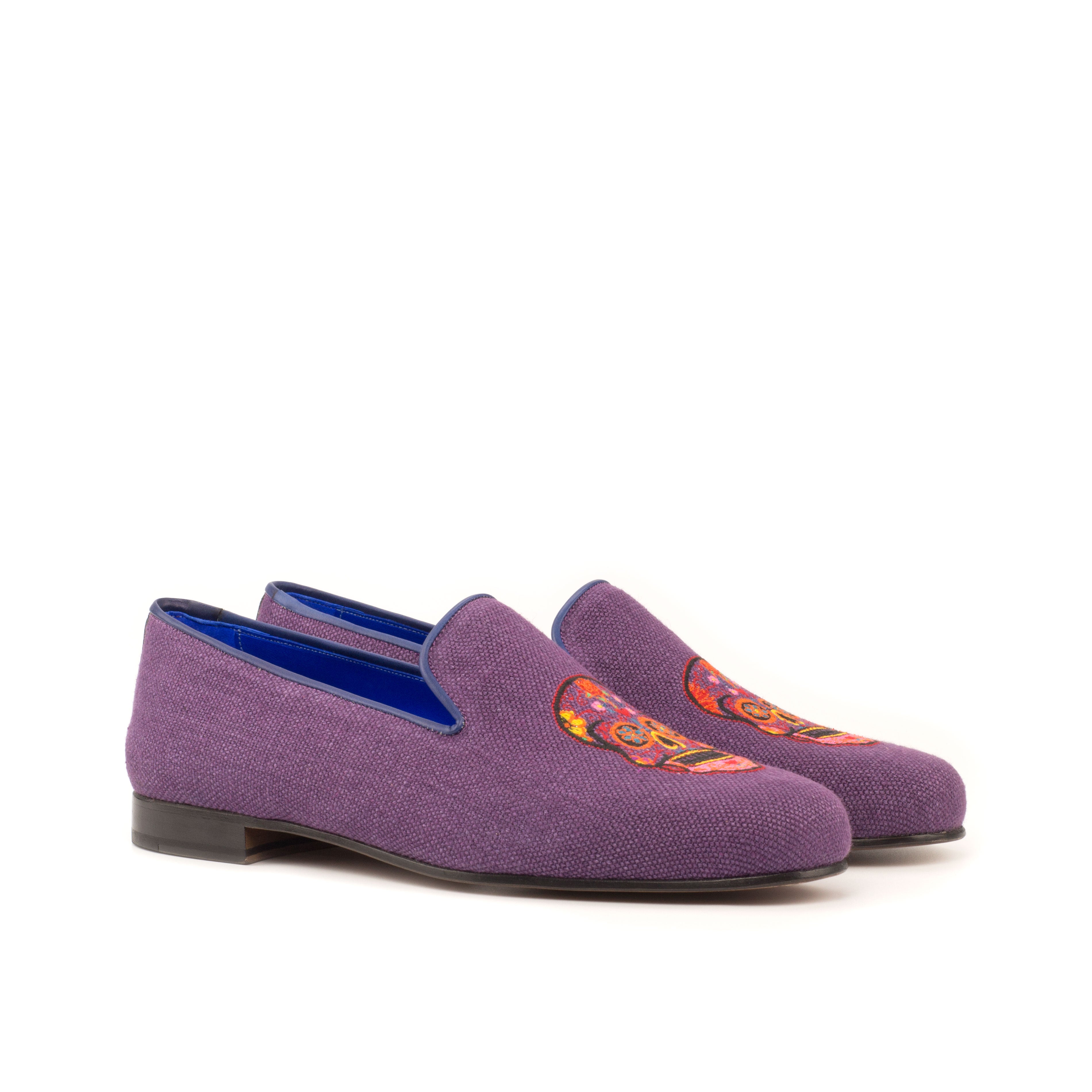 Purple Linen Wellington Slipper