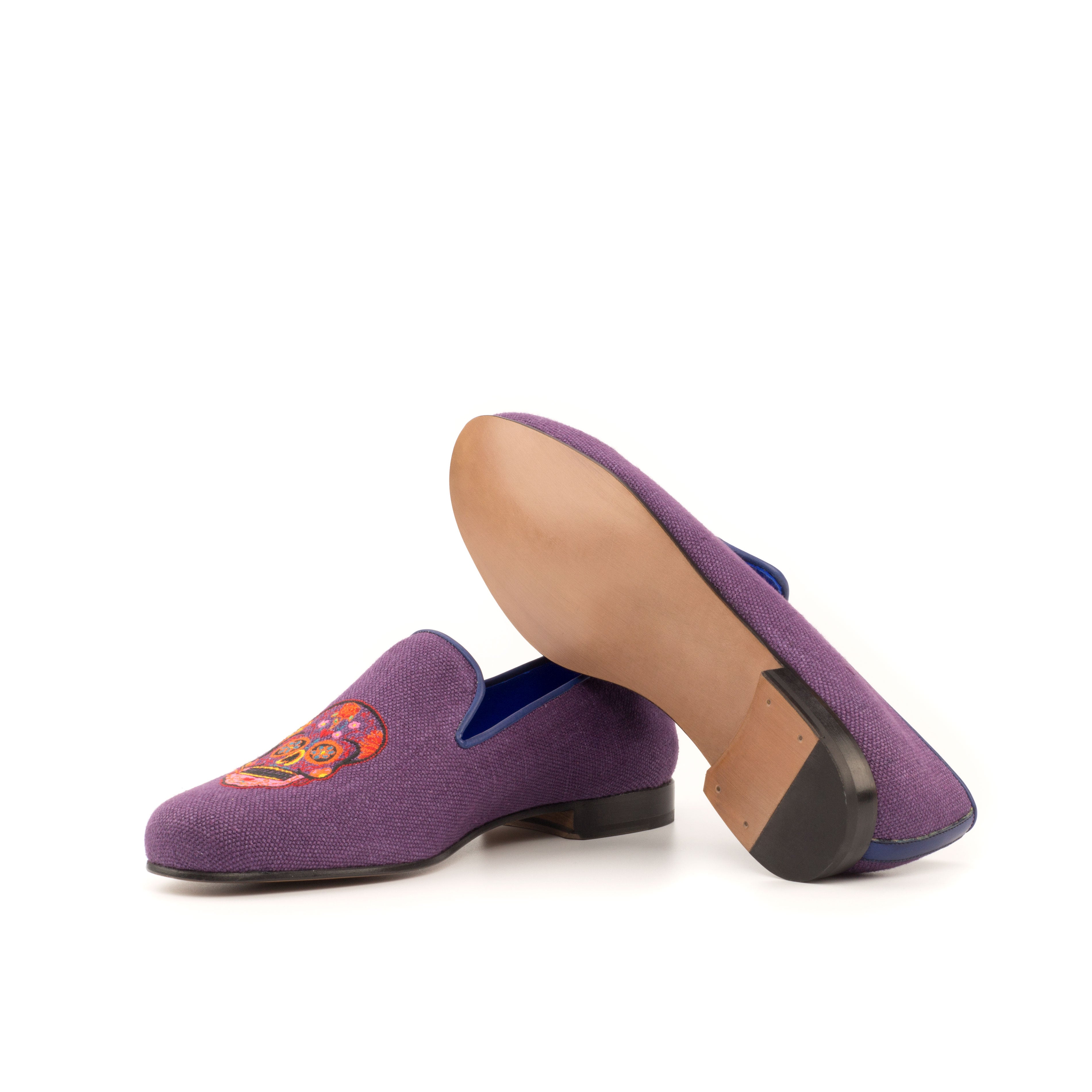 Purple Linen Wellington Slipper