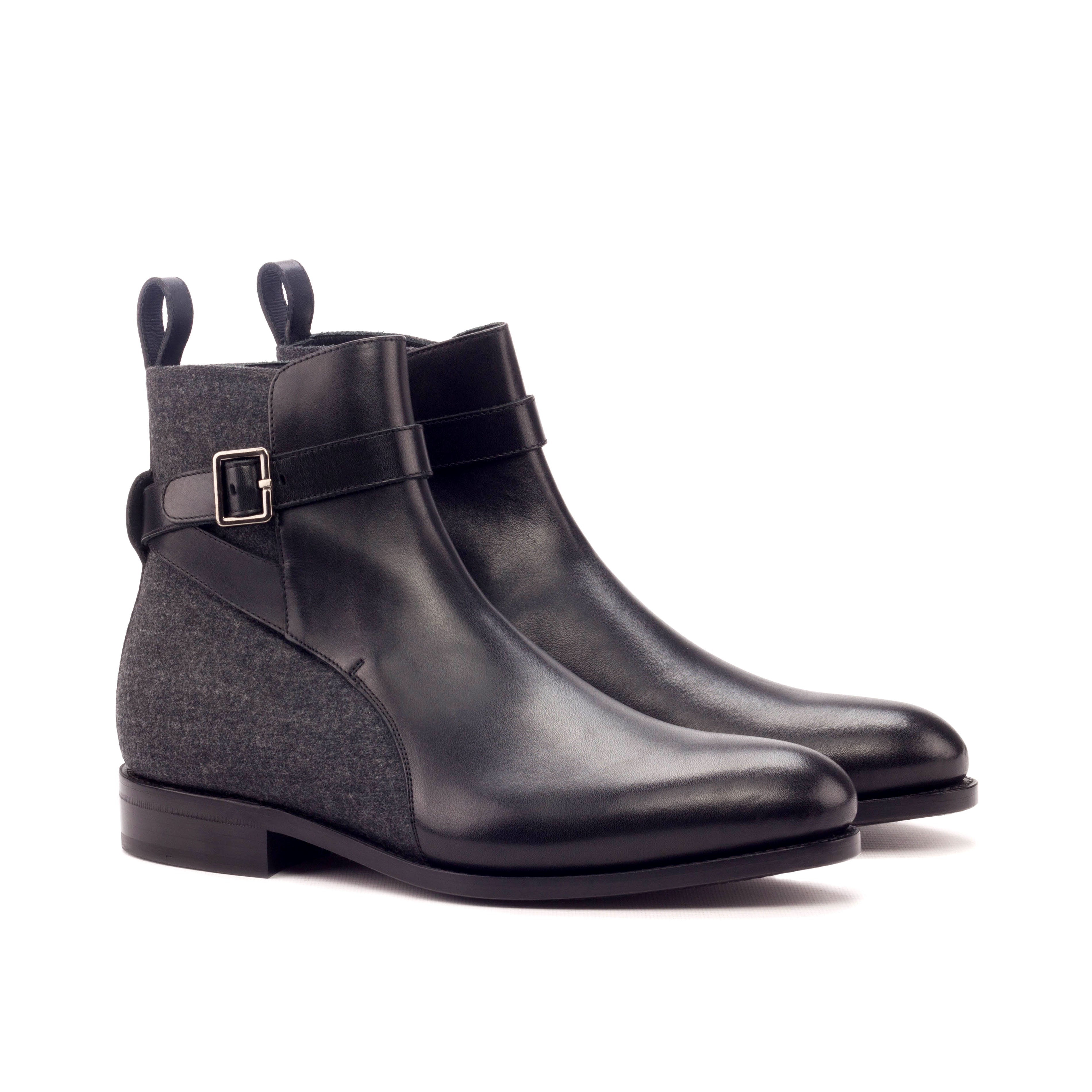 Black Calf & Grey Flannel Jodhpur Boot