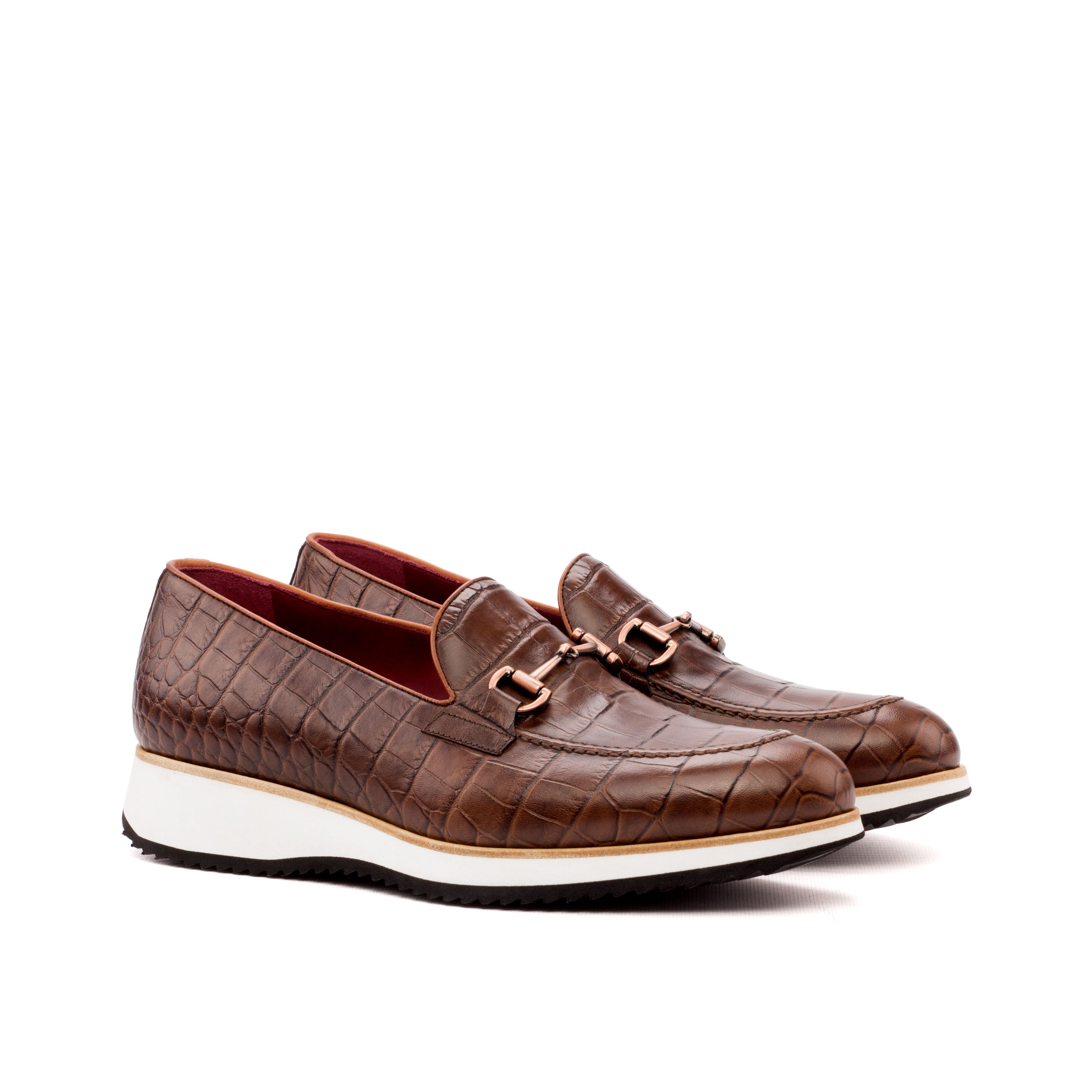 Brown Croco Loafer with Running Sole