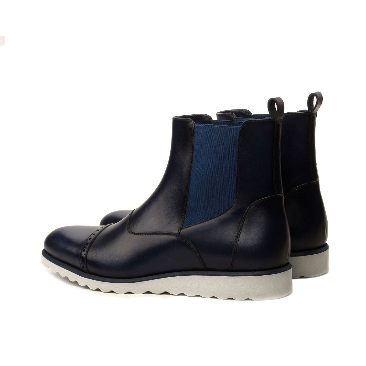 Navy Calf Chelsea Boot with Sport Wedge