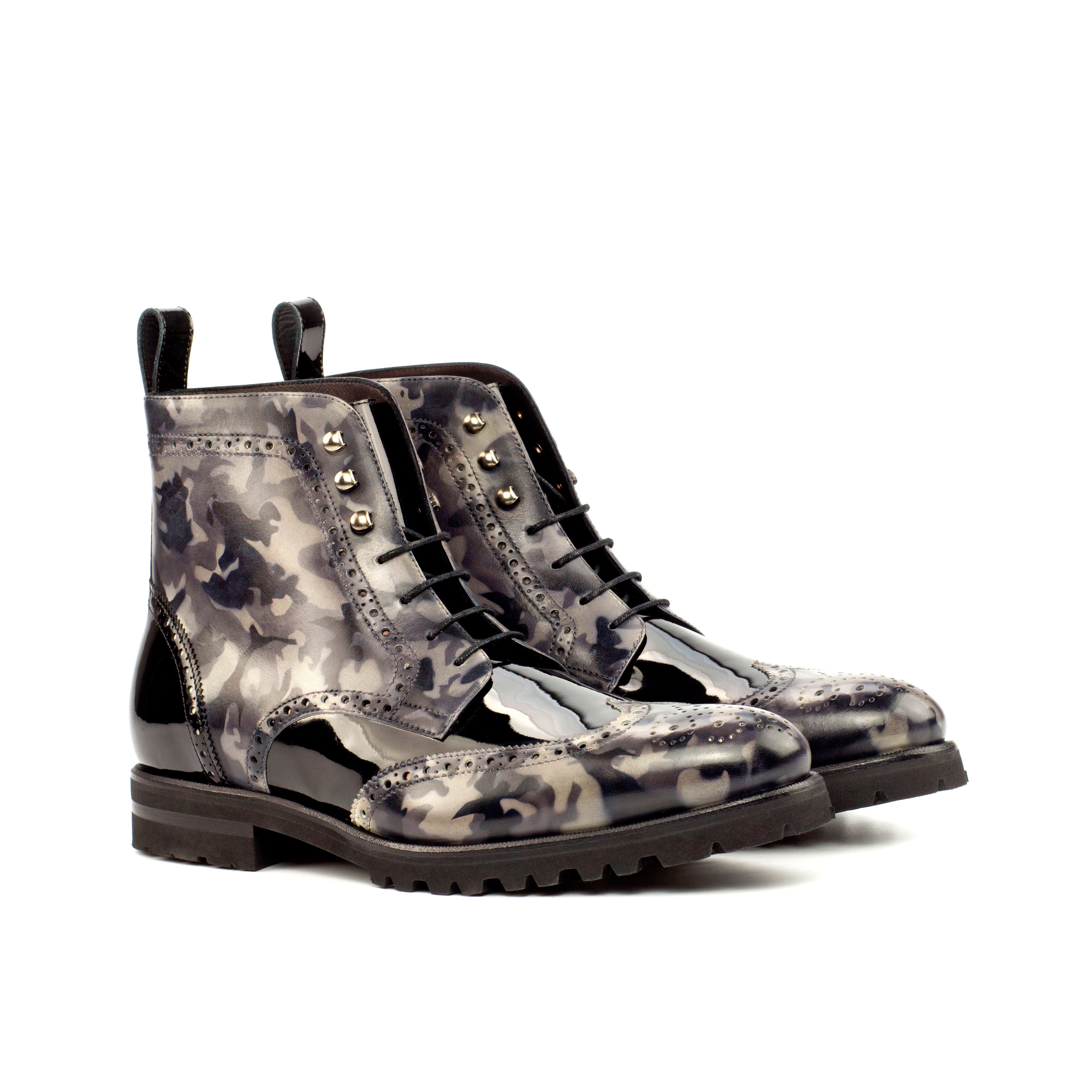 Grey Camo Military Brogue Boot
