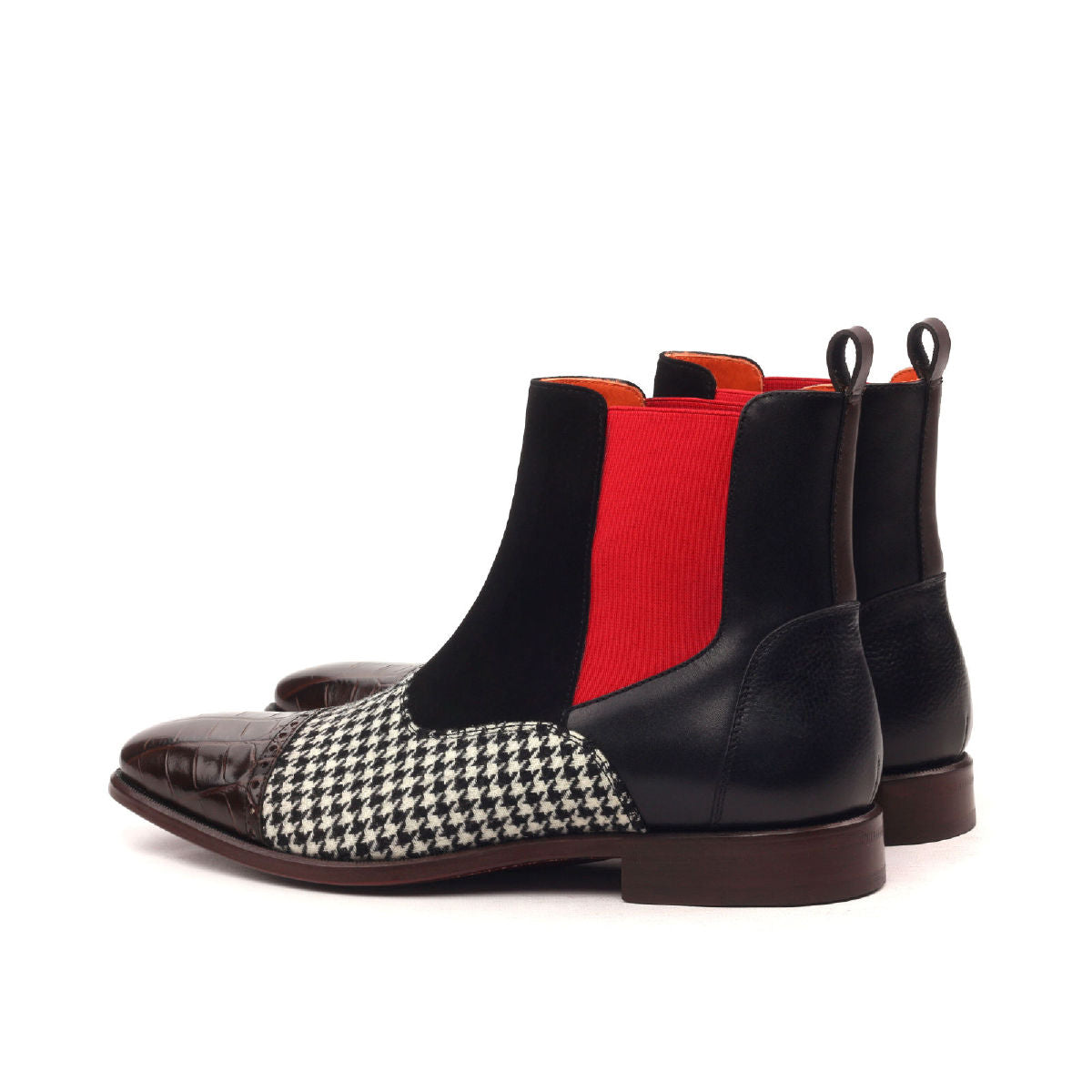 Black Calf & Houndstooth Chelsea Boot