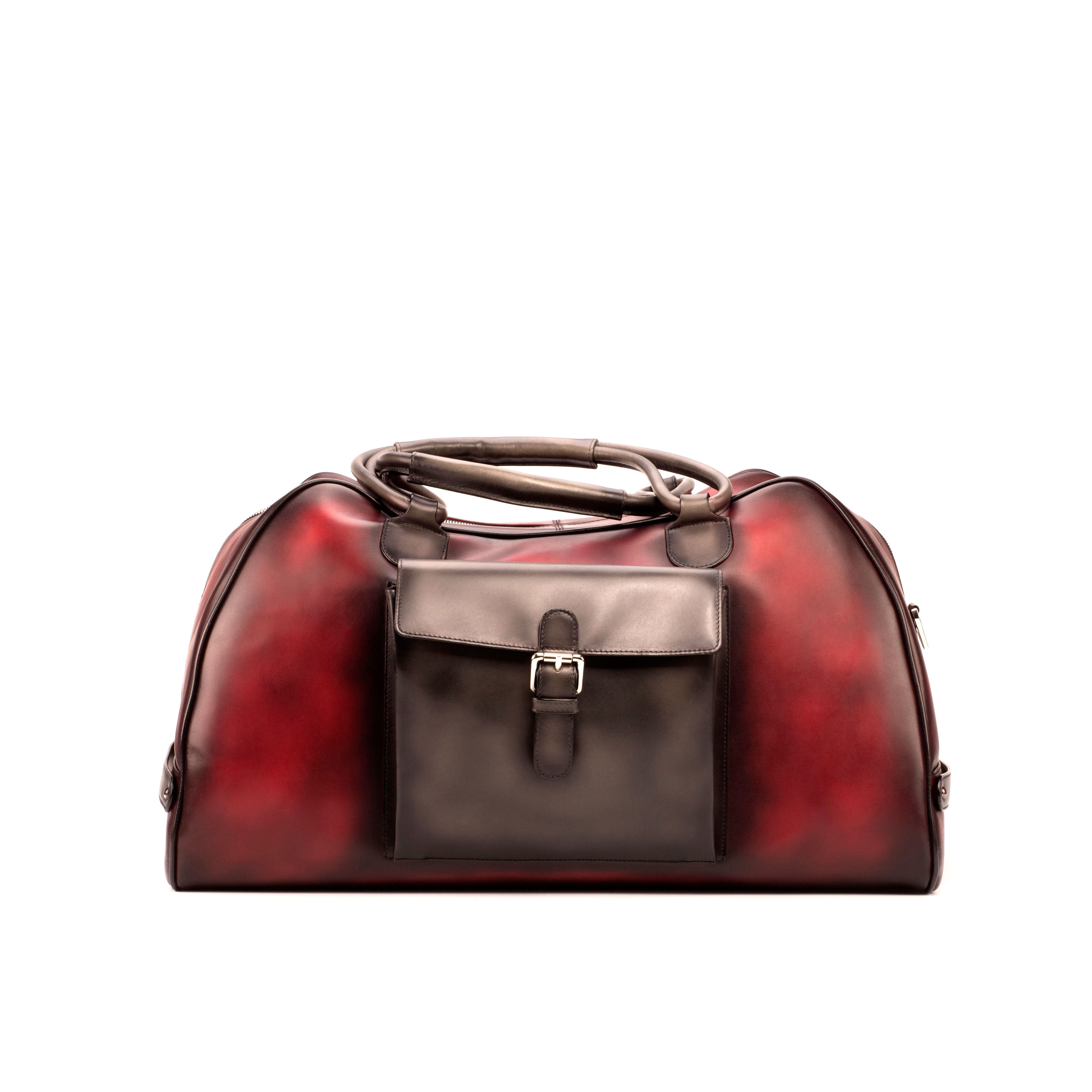 Burnished Red & Grey Calf Travel Duffle