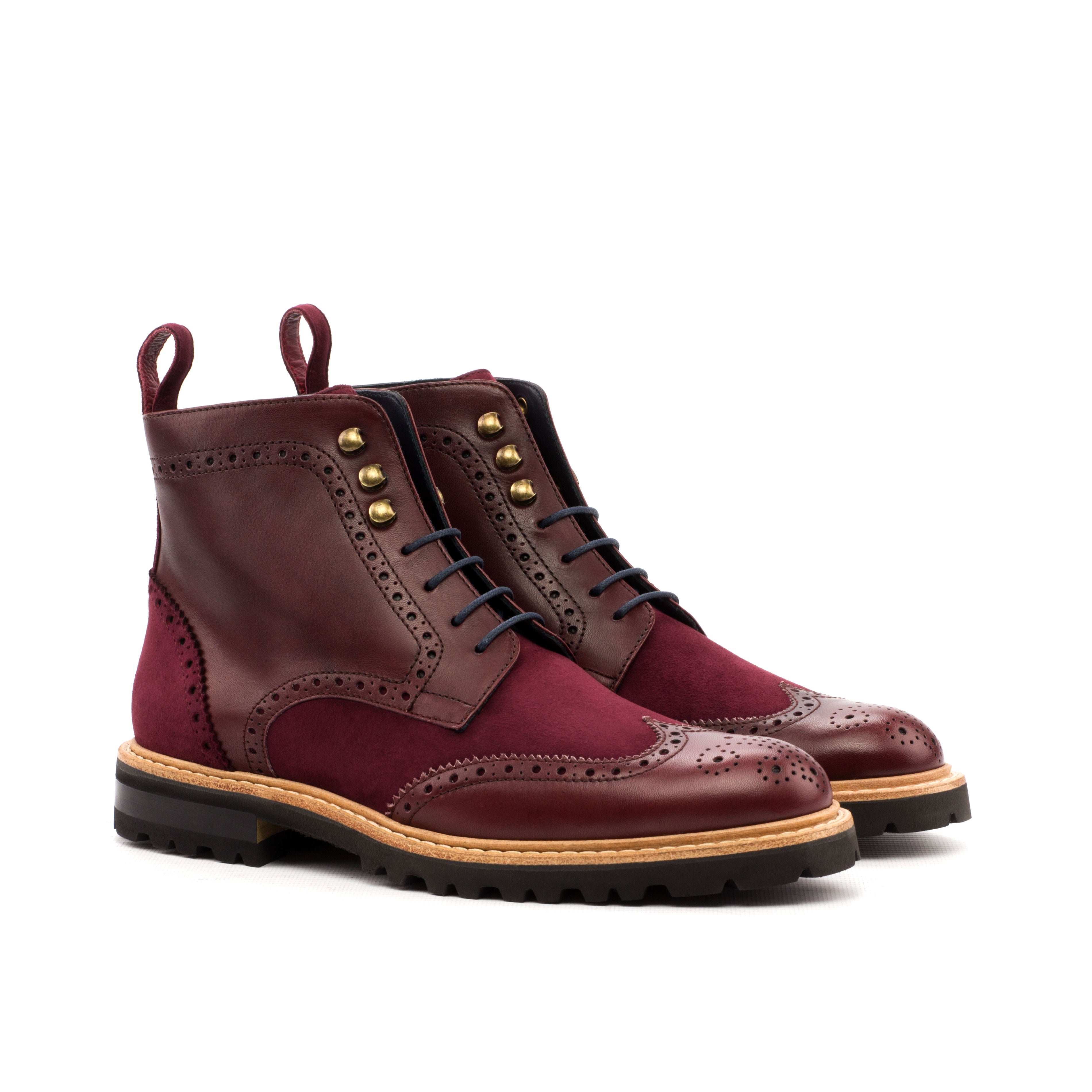 Burgundy Calf & Suede Military Boot
