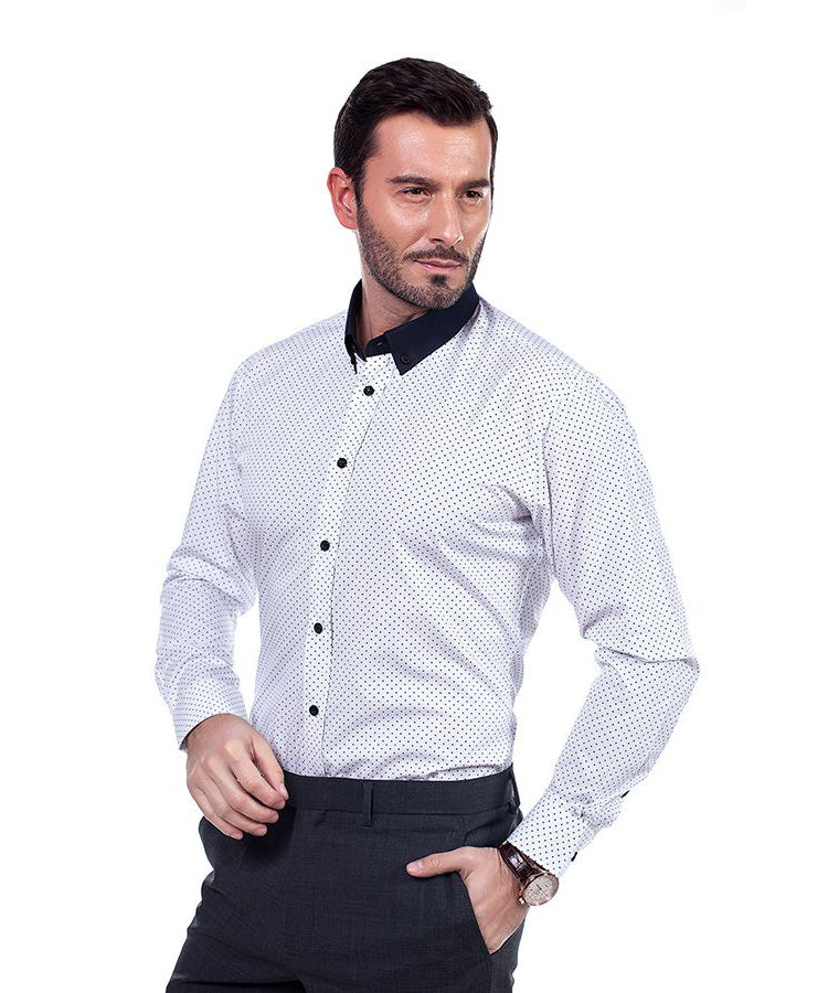 White with Black Dotted Shirt