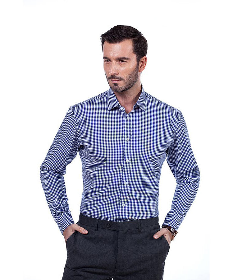 Blue & White Gingham Pattern Shirt