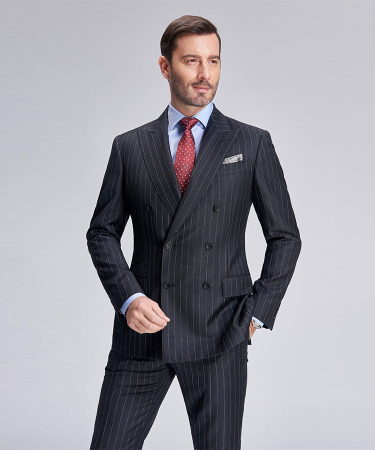 Gray Men Suit 2 Piece Pinstripe Blazer Pants Single Breasted Wedding Formal  Wear | eBay