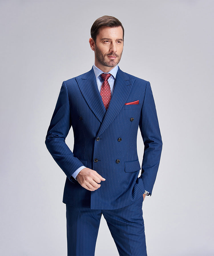 Blue Pinstripe Double Breasted Suit