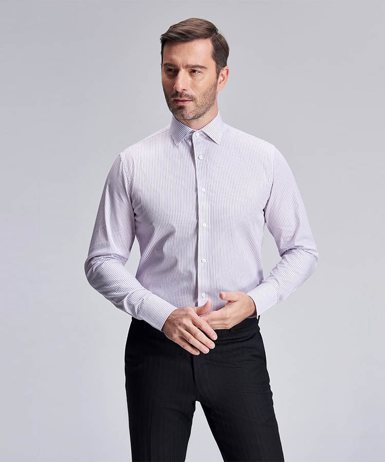 White & Lavender Striped Shirt