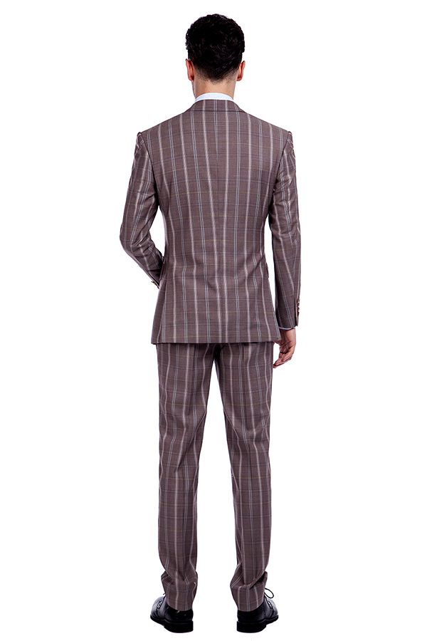 Brown & Striped Double Breasted Suit