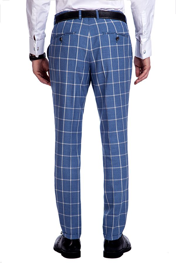 Blue with White Large Windowpane Suit