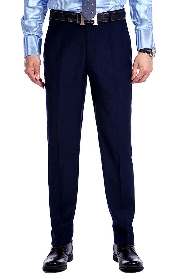 Modern Navy Blue Solid Suit