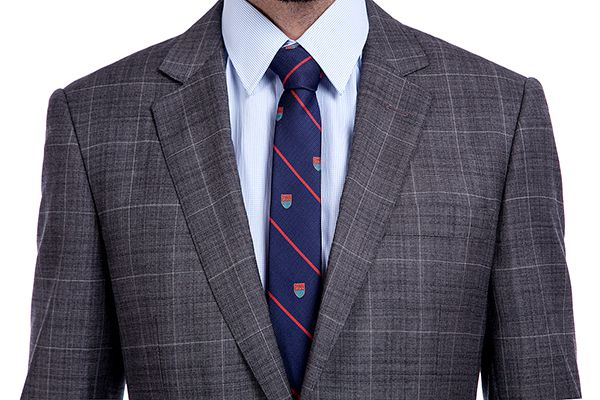 Grey with White Large Windowpane Suit