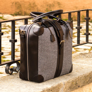 Houndstooth & Black Painted Calf Travel Tote