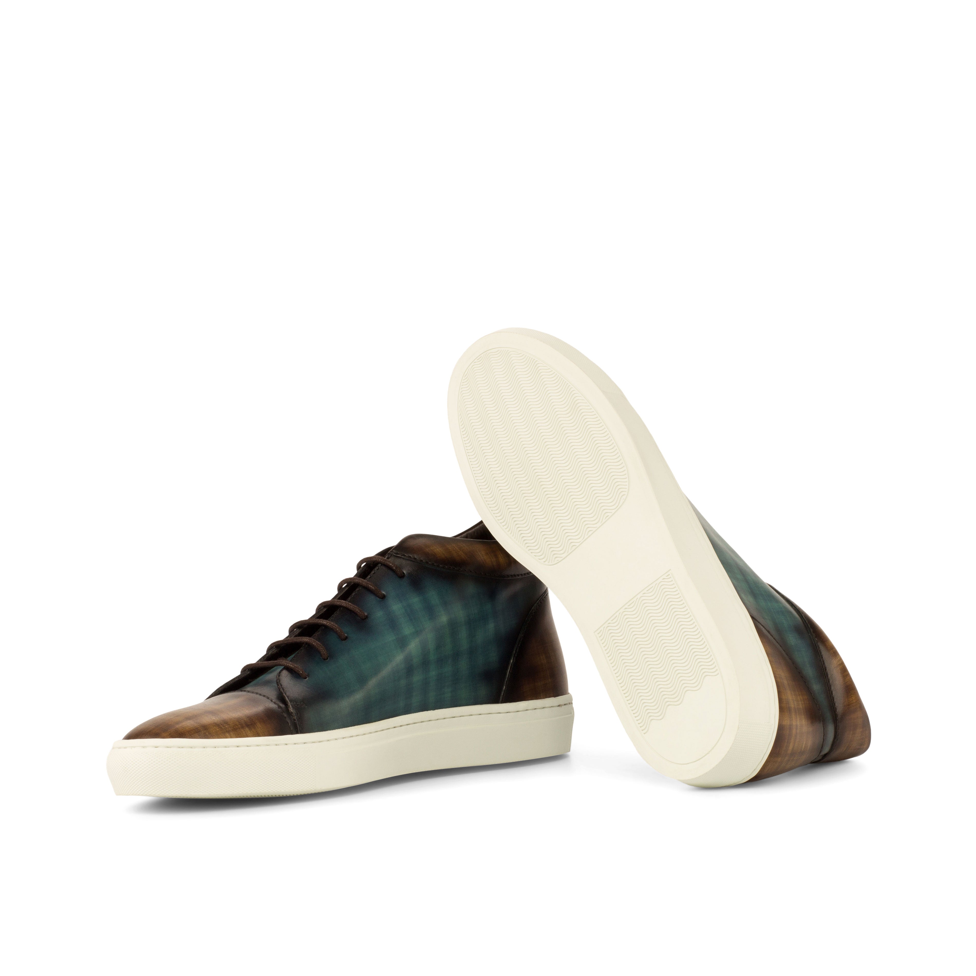 Turquoise and Brown Patina High Top