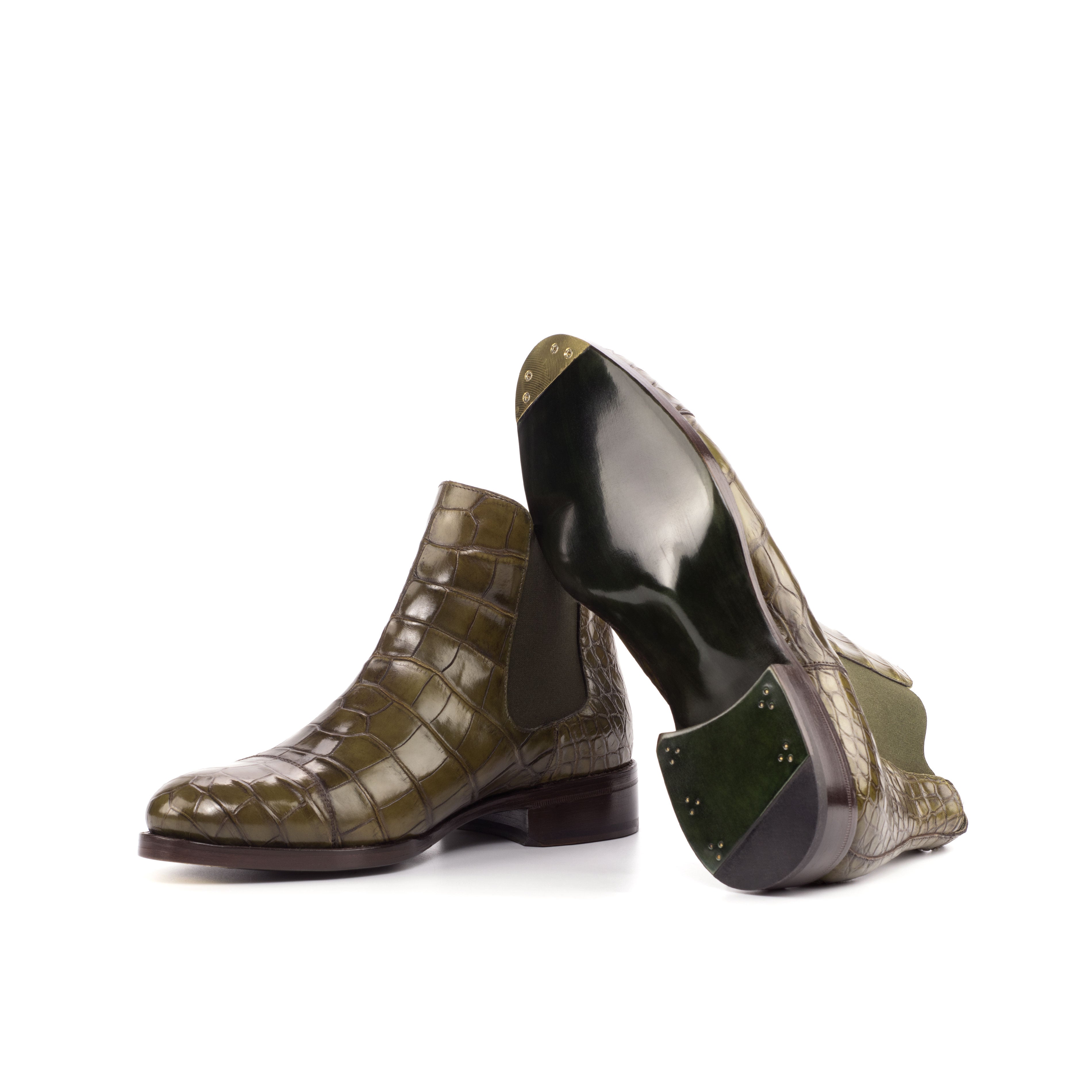 Olive Alligator Chelsea Boot