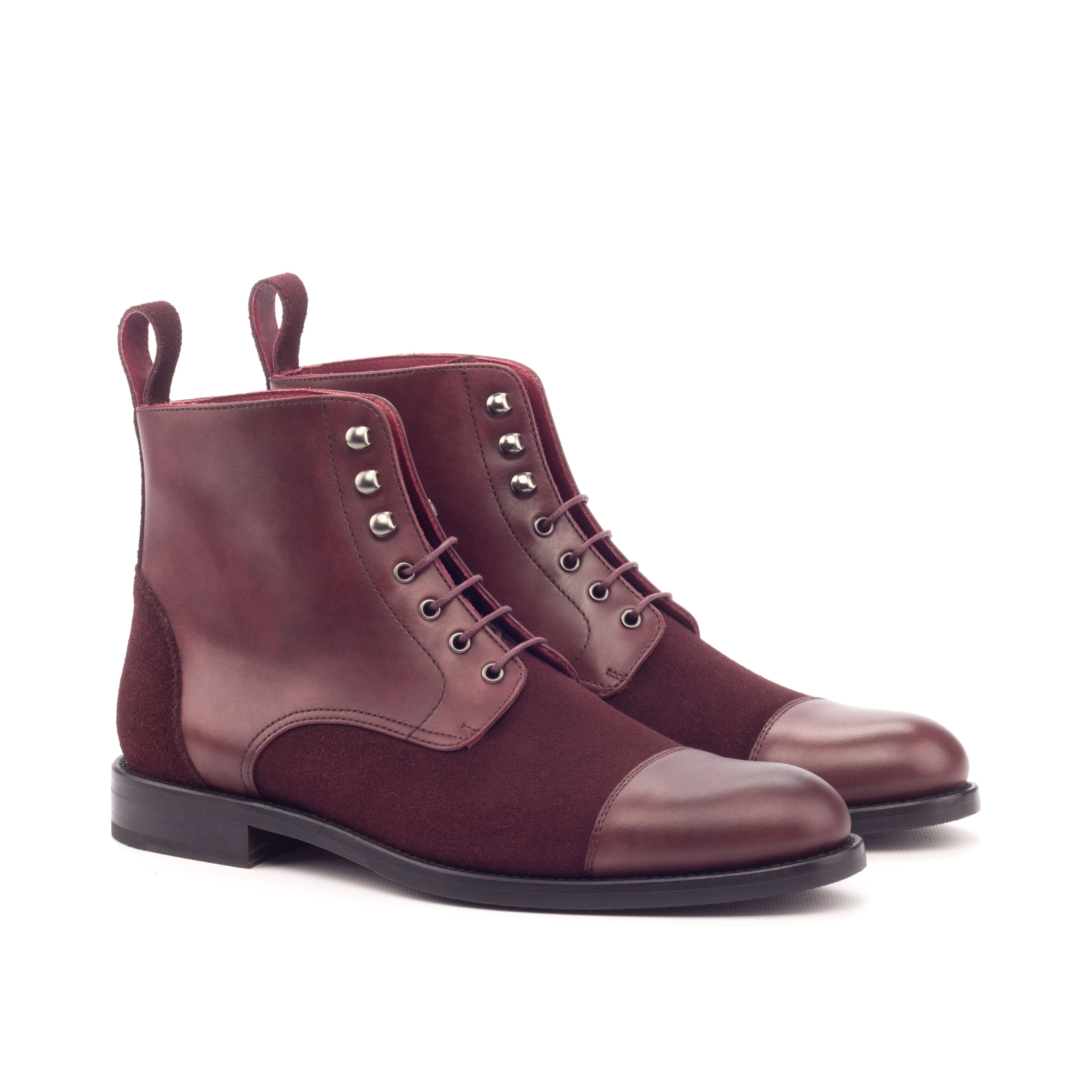 Burgundy Suede & Calf Lace Up Boot