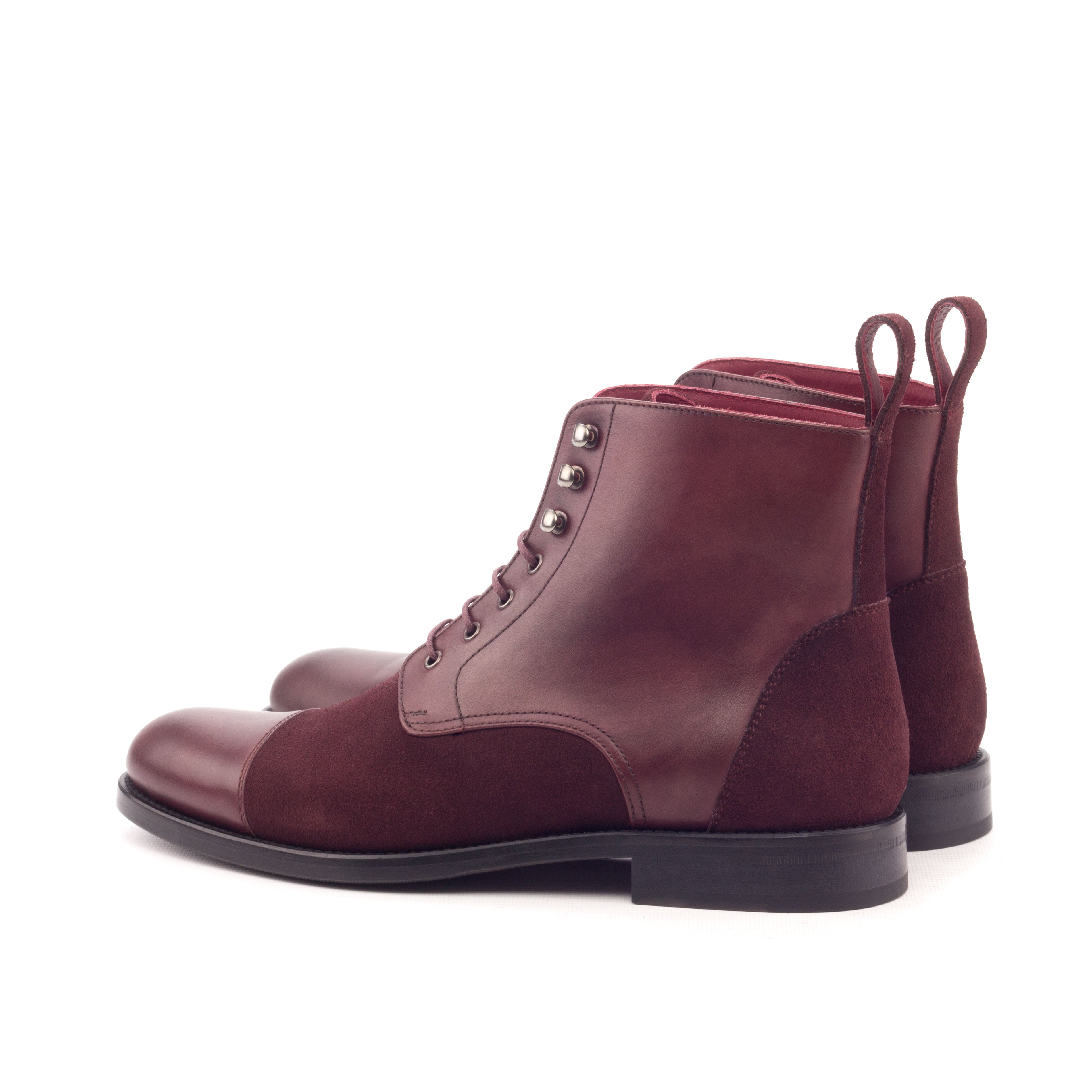 Burgundy Suede & Calf Lace Up Boot