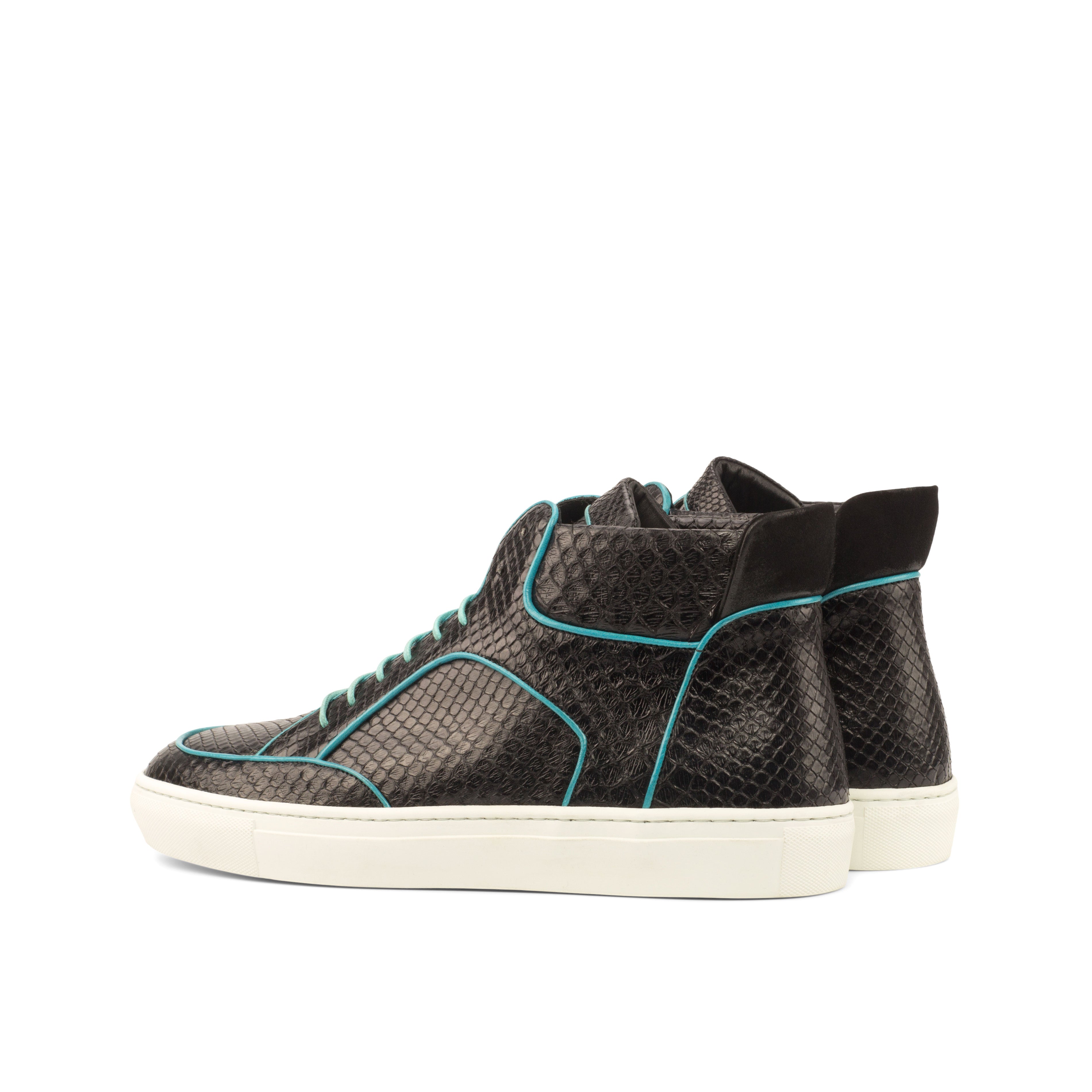Black Exotic Python with Turquoise Calf High Top