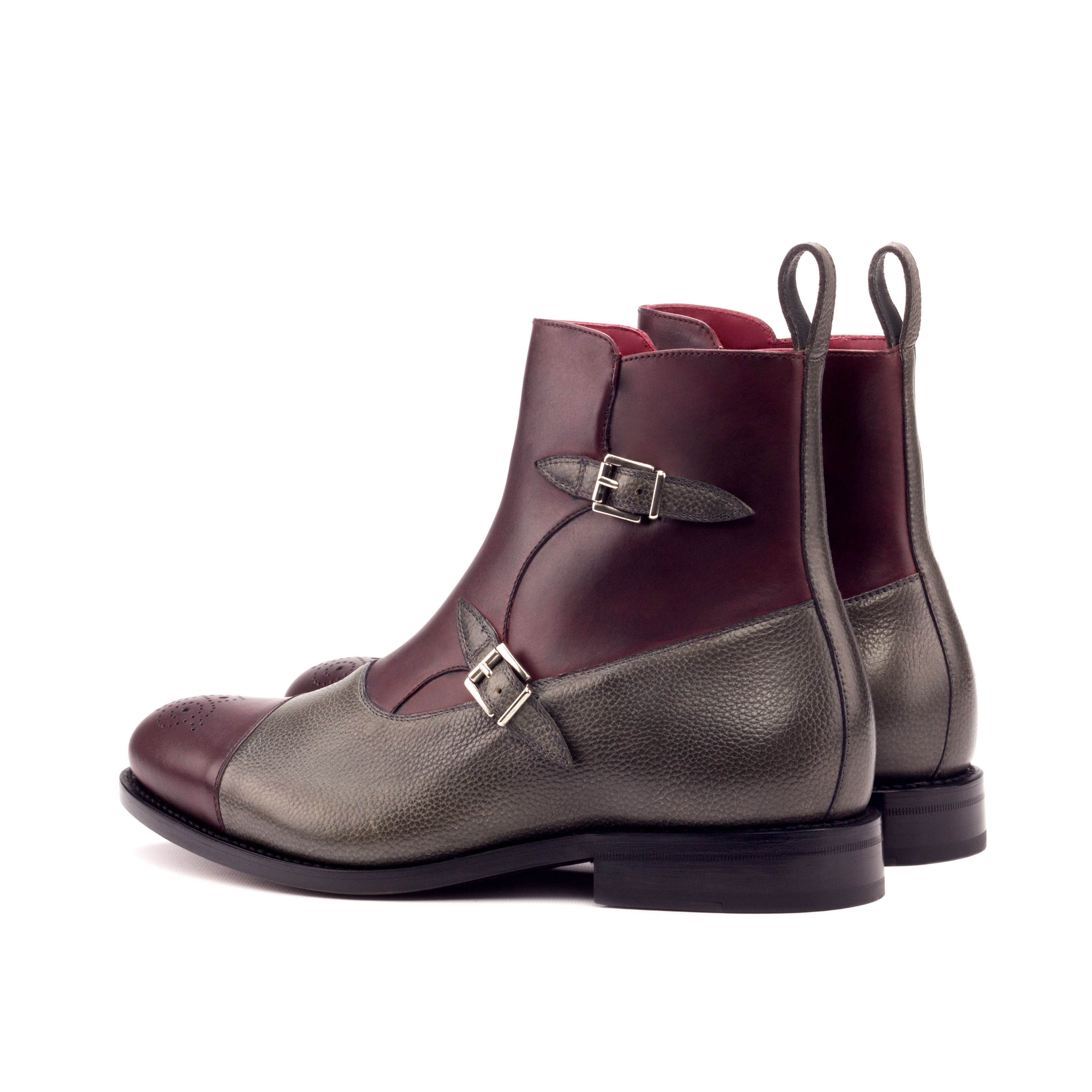 Grey & Burgundy Leather Octavian Boot