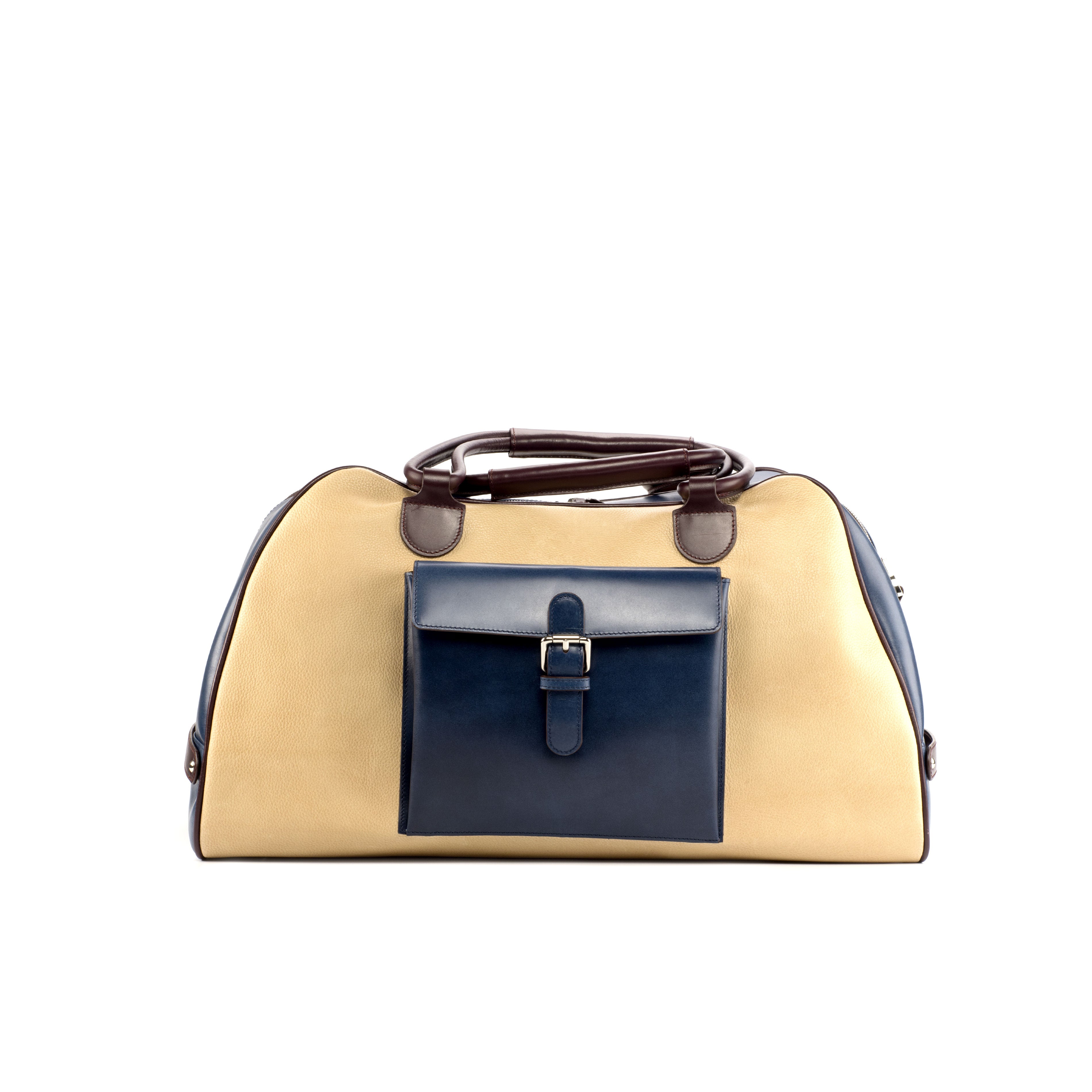 Fawn & Navy Painted Calf Travel Duffle